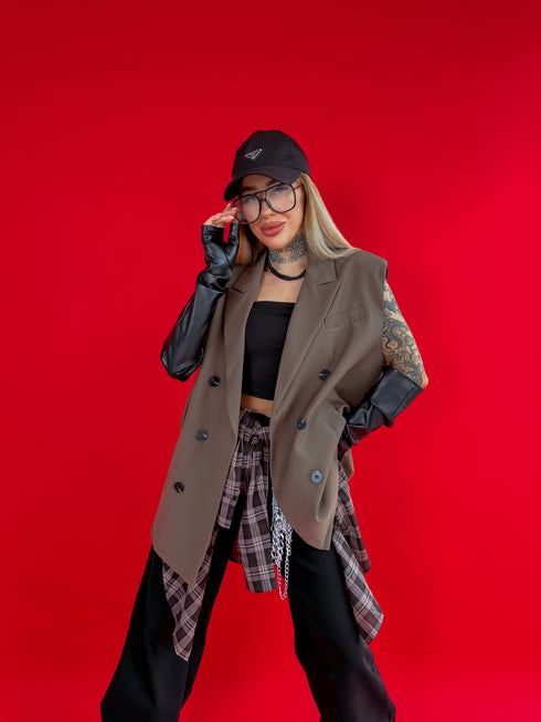 OVERSIZE jacket "SECURITY" - choco
